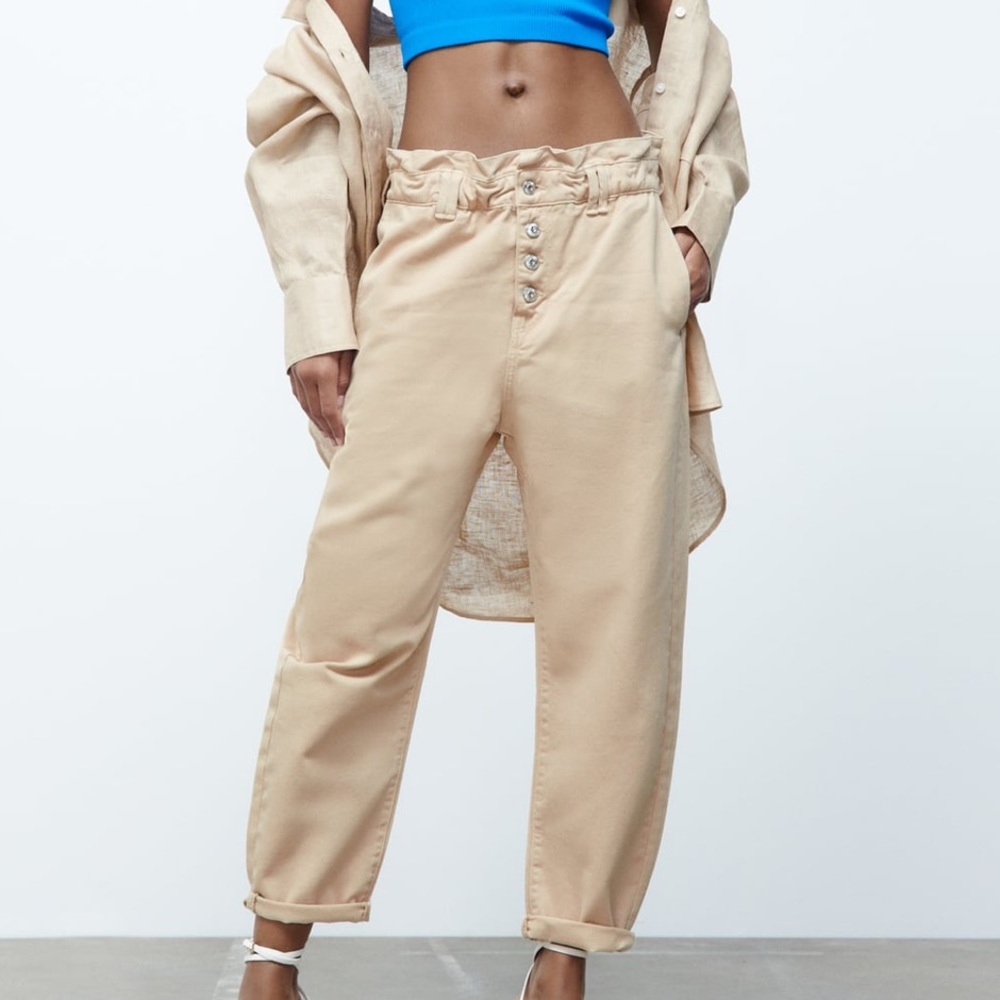 Zara | baggy paperbag jeans